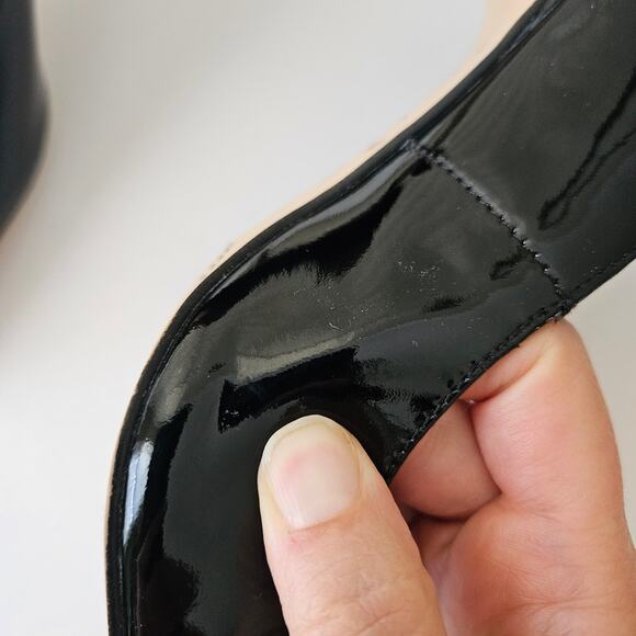 Corso Como Patent Leather Pumps, Size 7.5M Black Almond Toe - Picture 9 of 10